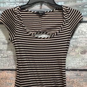 Soprano Black and Tan strip maxi dress (no size on dress) waist 22 length 56